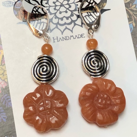 Floral Silver Spiral Earrings - Picture 7 of 8